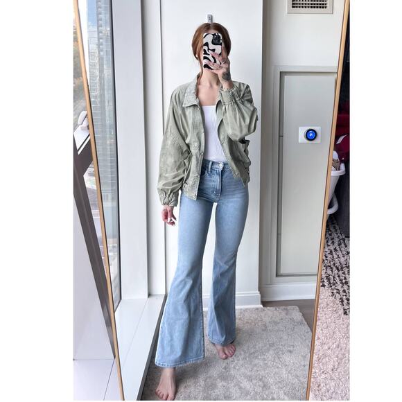 Free People Green Parachute Utility Jacket Size S Lightweight Slouchy Indie - Picture 14 of 16